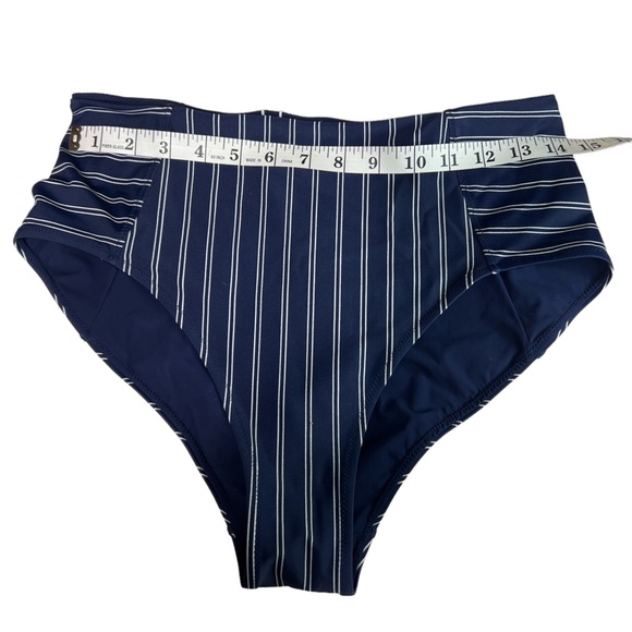 Athleta Piha navy white French stripe underwire bikini top sz 38 B/C bottom sz M - Picture 13 of 16